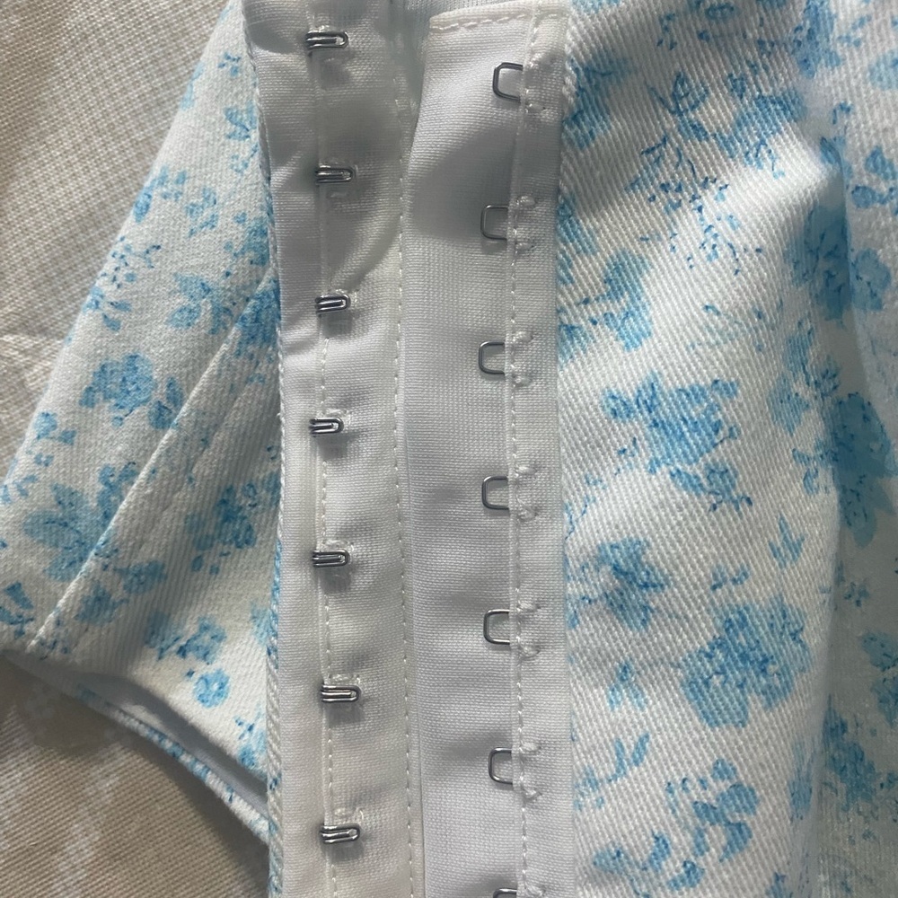 Zara Blue Floral corset Cottage core style top cropped - Picture 4 of 7